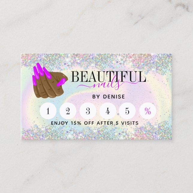 Cartão De Visita nail salon, gravadora holográfica (Frente)