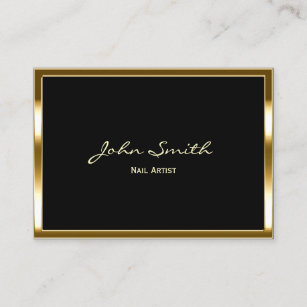 Cartão De Visita Nail Salon Modern Dourada Framed Elegant Makeup