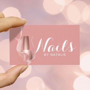 Cartão De Visita Nail Salon Modern Rosa Dourado Manicurista Polonês