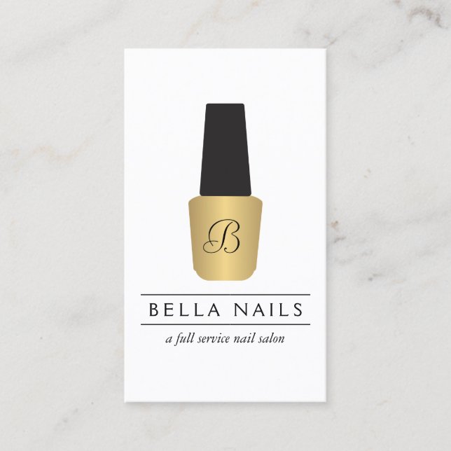 Cartão De Visita Nail Salon Monogramas no Faux Dourado Nail Polonês (Frente)