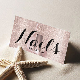 Cartão De Visita Nail Salon Polonês Manicurista Rosa de luxo Doura