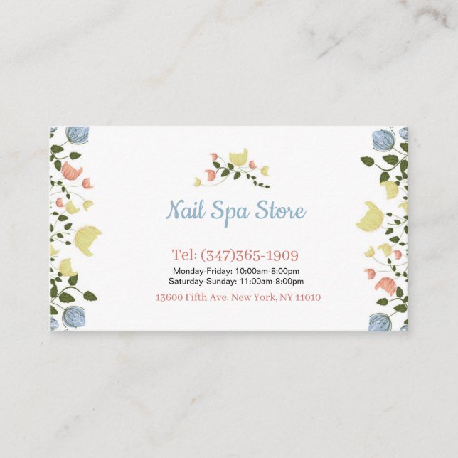 Cartão De Visita Nail Spa Business Cards (Frente)