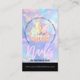 Cartão De Visita Nail Tech Crystal Holographic Nail Compre Blue Opa