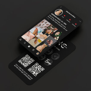 Cartão De Visita Nail Tech Modern Manicurist Black Loyalines Busine