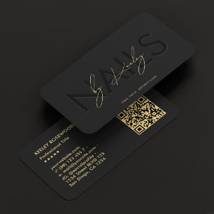 Cartão De Visita Nail Tech Nail Artist Manicurist Black Modern