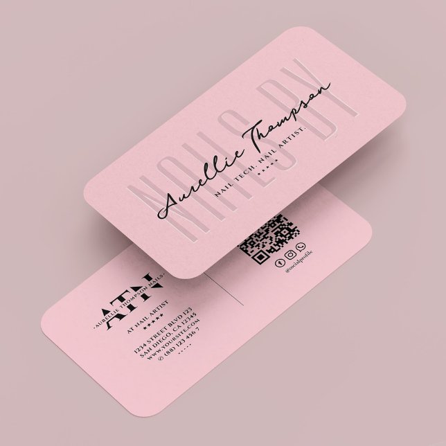 Cartão De Visita Nail Tech Nail Artist Pastel Pink Modern (Nail Tech Nail Artist Pastel Pink Modern Business Card
)