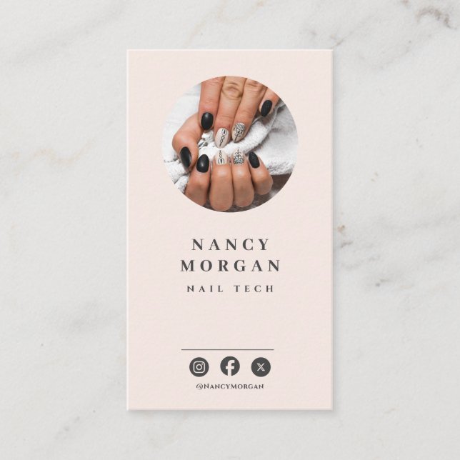 Cartão De Visita Nail Tech Photo Logo QR Code  (Frente)