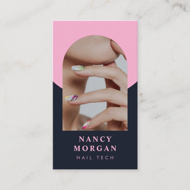 Cartão De Visita Nail Tech Qr Code Photo  (Frente)