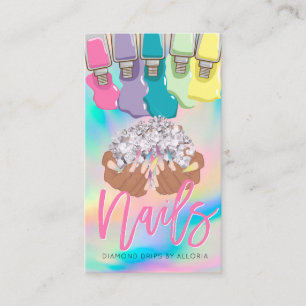 Cartão De Visita Nail Tech Rainbow Logo Polonês Mão Nail Salon