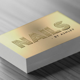 Cartão De Visita Nail Tech Salon Dourado Moderno Professional