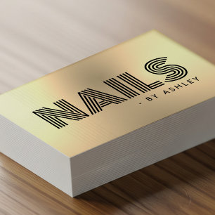 Cartão De Visita Nail Tech Salon Dourado Moderno Professional