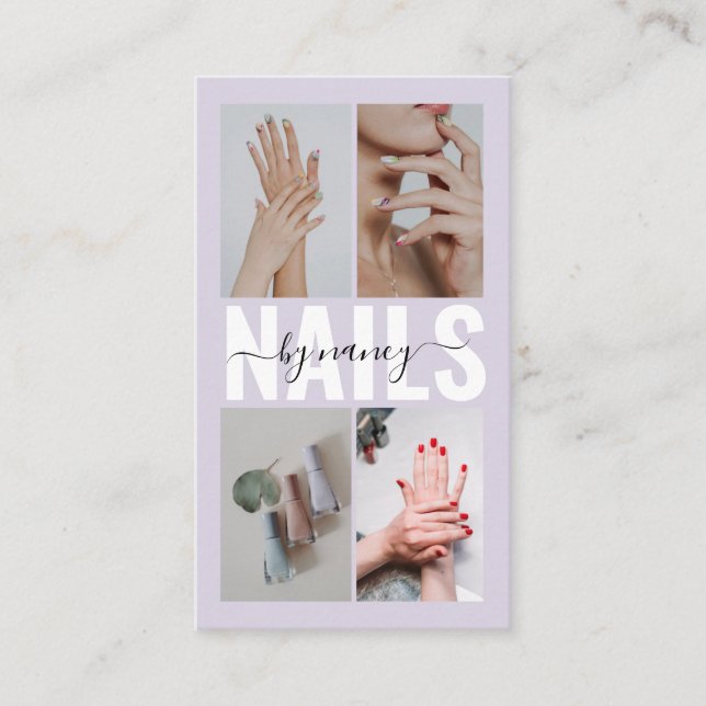 Cartão De Visita Nail Technician Elegant Photo Collage QR Code (Frente)