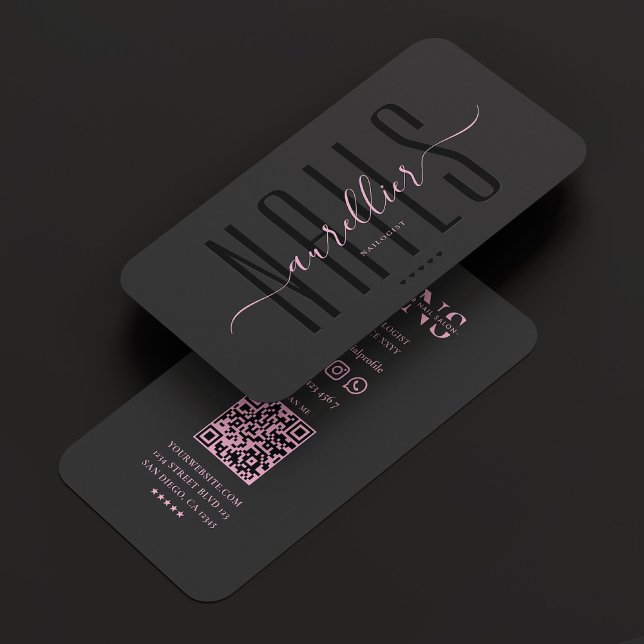 Cartão De Visita Nail Technician Manicurist Aesthetic Pink Black (Nail Technician Manicurist Aesthetic Pink Black Business Card
)