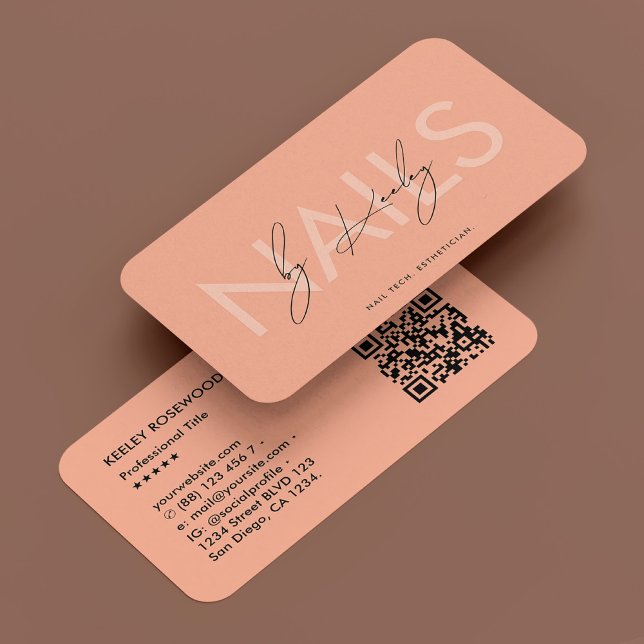 Cartão De Visita Nail Technician Nail Art Manicurist Peach Modern (Nail Technician Nail Art Manicurist Peach Modern Business Card
)