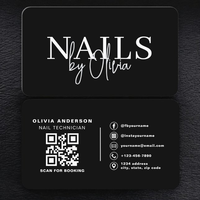Cartão De Visita Nail Technician QR Code Modern (Criador carregado)