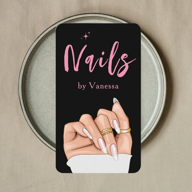 Cartão De Visita Nail Technician Qr Code Unhas Art Salon Black (Criador carregado)