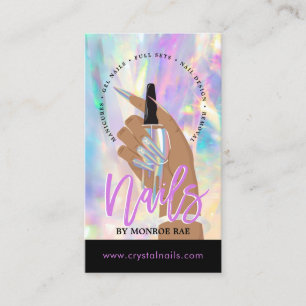 Cartão De Visita Nail Technician Salon Artist Holographic
