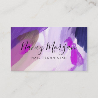 Cartão De Visita Nail Technician Watercolor Purple 