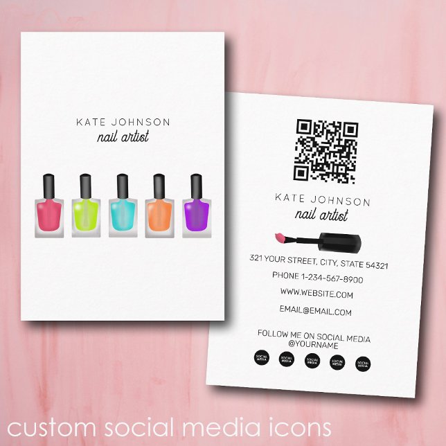 Cartão De Visita Nails Manicure Pedicure Beauty Nail Artist Modern (Nails Manicure Pedicure Beauty Nail Artist Modern Business Card)