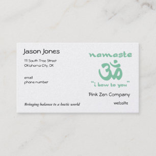Cartão De Visita Namaste - eu curvo-me lhe (no verde)