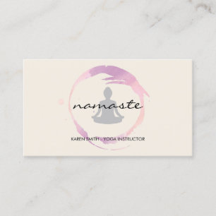 Cartão De Visita Namaste Yoga Padrão Tribal com posição de lótus