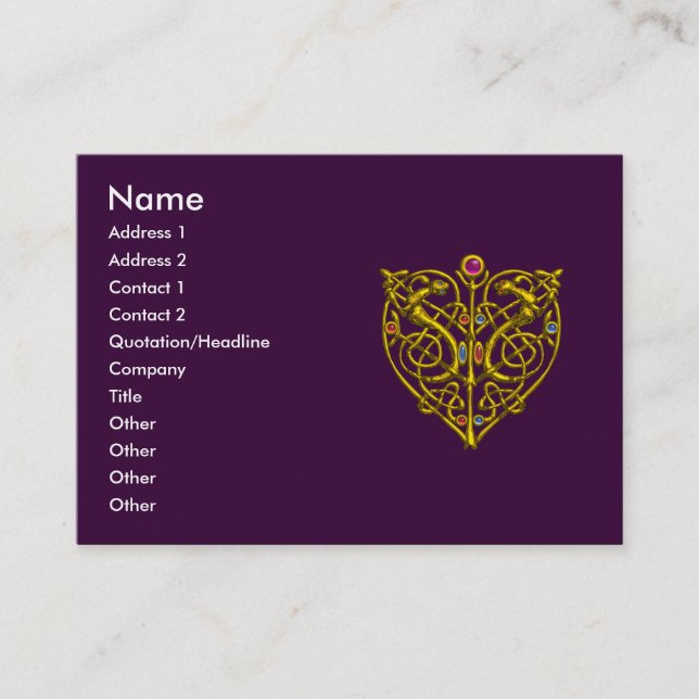 Cartão De Visita NAMORADOS HYPER,Coração Ouro,Púrpura (Frente)