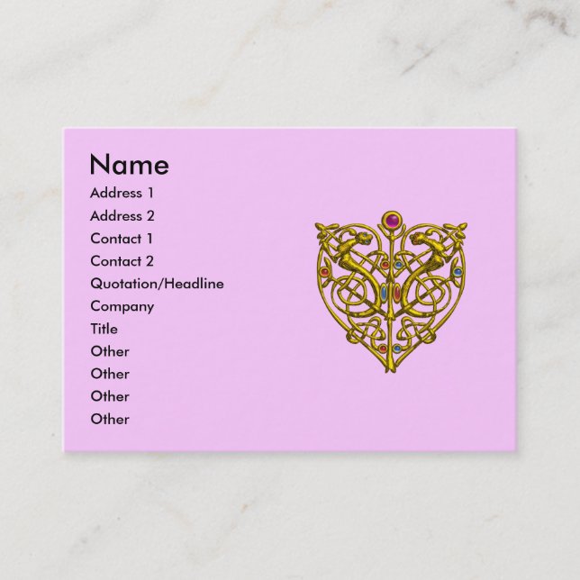 Cartão De Visita NAMORADOS HYPER/DOURADO CELTIC KNOT HEART JEWEL Ro (Frente)