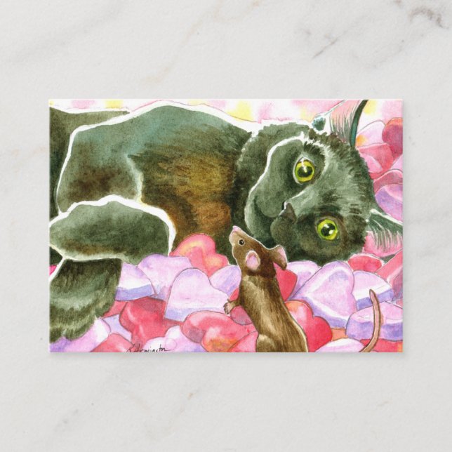 Cartão De Visita Namorados preto Gato duplo (Frente)