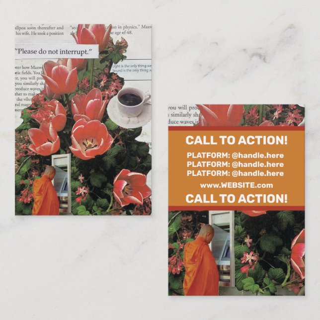 Cartão De Visita Não Interrompa O Tempo De Café Da Manhã Do Dinheir (Frente/Verso)