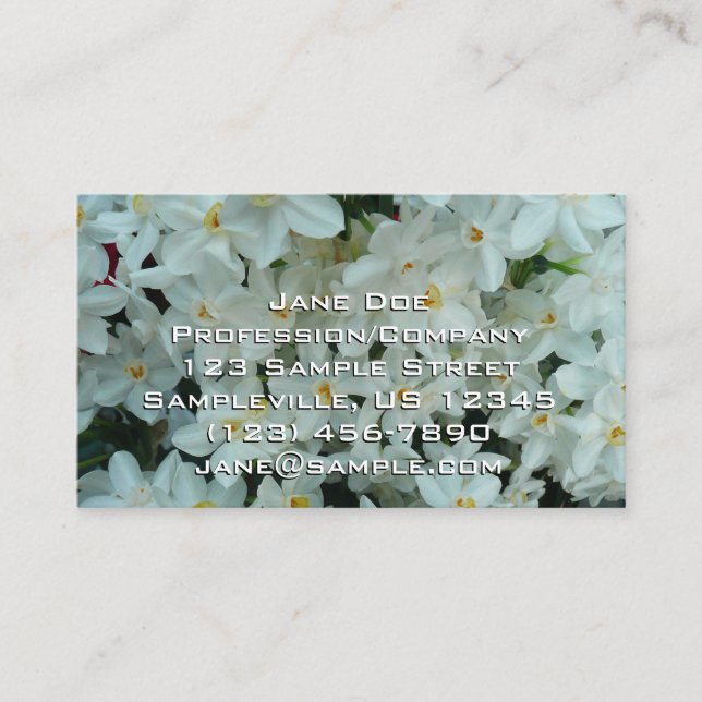 Cartão De Visita Narciso Branco Delicado de Paperwhite Flores (Frente)