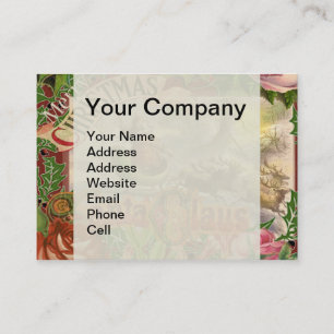 Cartão De Visita Natais vintages Santa Claus Sleigh