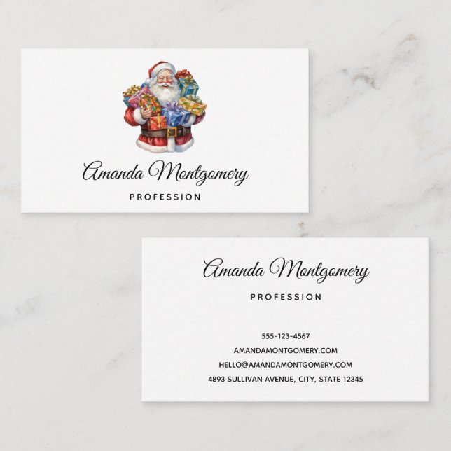Cartão De Visita Natal clássico de Jolly Santa Claus (Frente/Verso)