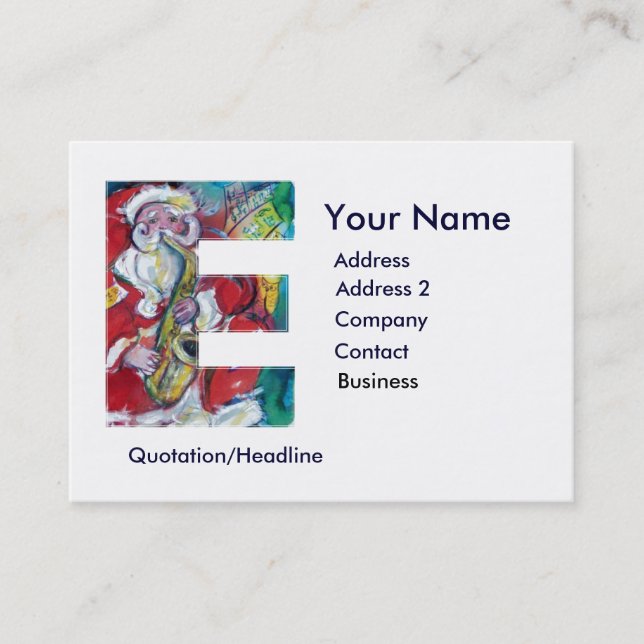 CARTÃO DE VISITA NATAL E LETRA/SANTA CLAUS COM SAX (Frente)