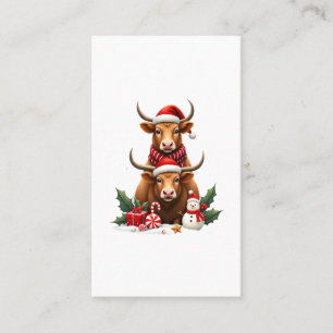 Cartão De Visita Natal Vintage Trio de Vaca das Terras Altas da Esc