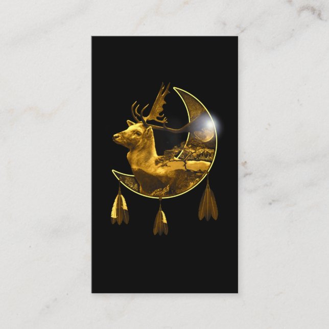 Cartão De Visita Native American Animal Crescent Deer (Frente)