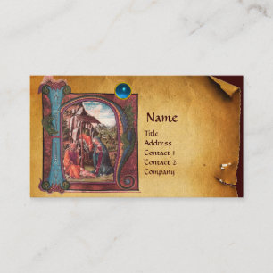Cartão De Visita NATIVITY PARCHMENT Blue Sapphire Monograma