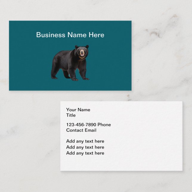 Cartão De Visita Nature Bear Theme Business Cards  (Frente/Verso)