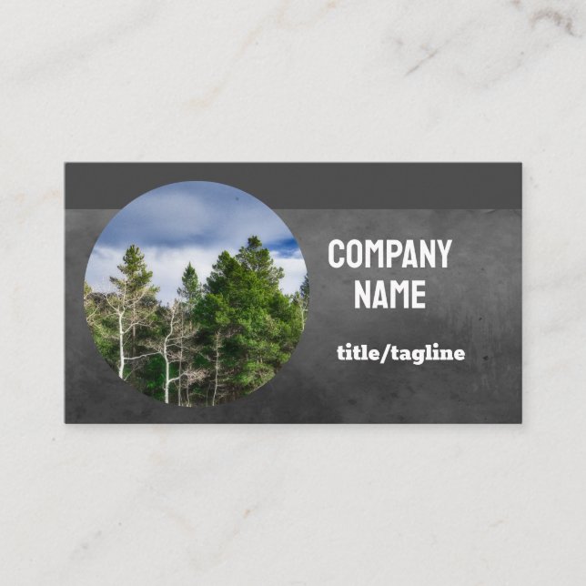 Cartão De Visita  nature landscape pine trees on charcoal gray  (Frente)