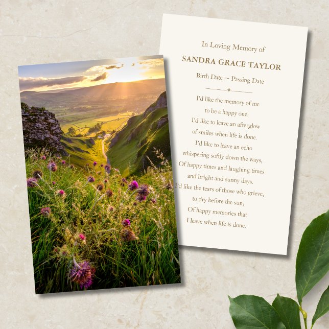Cartão De Visita Nature Sympathy Funeral Memorial Card (Nature Floral Memorial Card)