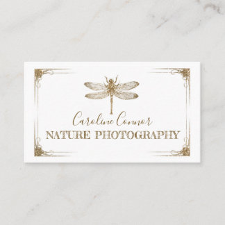 Cartão De Visita Nature Willife Fotografia Dragonfly Ouro