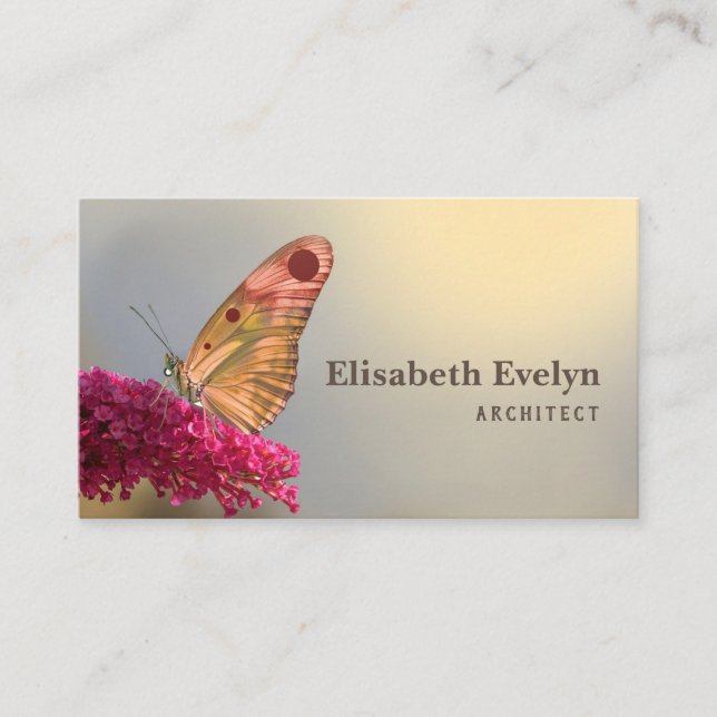 Cartão De Visita natureza das flores da borboleta (Frente)