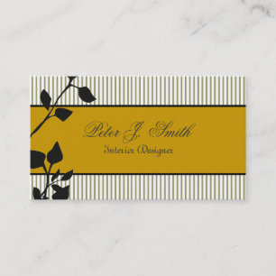 Cartão De Visita Natureza Pinstripes Design Interior Floral Escuro