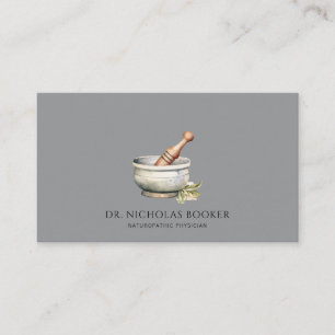 Cartão De Visita Naturopática Doutor Mortar Pestle Preto