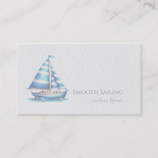 Cartão De Visita Nautical Themed | Watercolor Sailboat