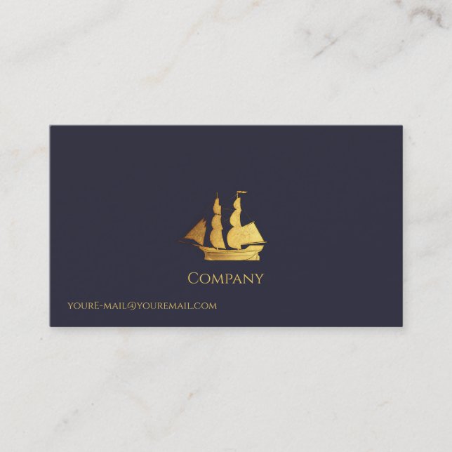 Cartão De Visita Navio de vela Dourada (Frente)