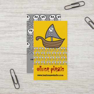 Cartão De Visita Navio Pirata Cartoon Crânios Ossos Diversão Colori