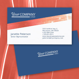 Cartão De Visita Navy Blue, Coral Company Business Card