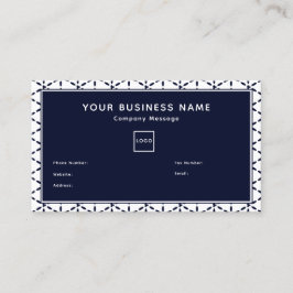 Cartão De Visita Navy Blue Geometric Pattern on White