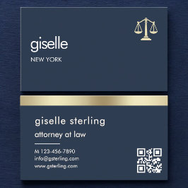 Cartão De Visita Navy Blue Gold Scales of Justice Attorney at Law