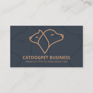 Cartão De Visita Navy Marrom Código Qr Logo Cachorro Gato Pet